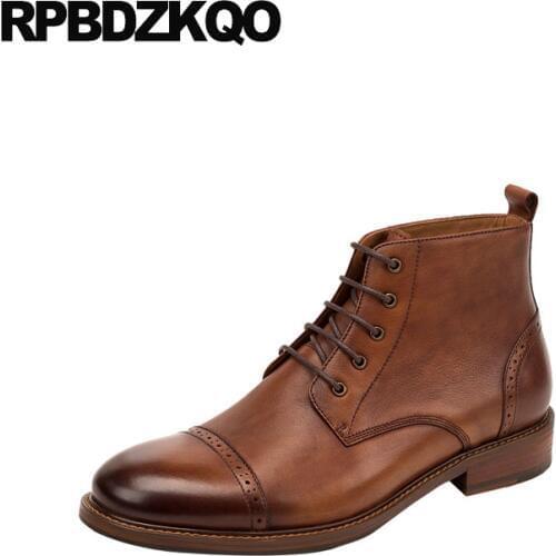 Retro ankle boots dress brogue full grain oxford plus size formal designer shoes men high quality handmade brown genuine leather