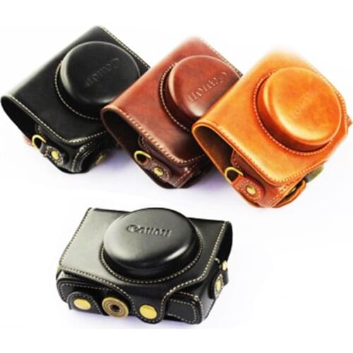 For Canon G7X2 G7X3 Case Camera Case Cover Hard PU Leather Bag Protector Belt