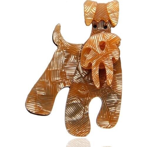 FishPeach Lovely Acrylic Dog Brooches For Women Kids Pet Animal Brooch Pins Badge Scarf Hat Fashion Jewelry Corsage Female Gifts