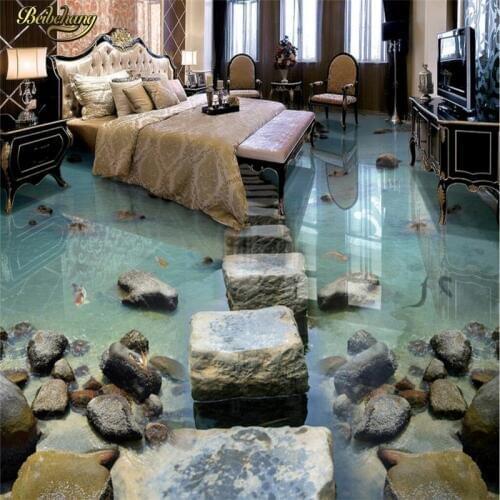 Beibehang Custom photo wallpaper floor floor to the seaside stone pier bridge 3D stereo floor painting papel de parede
