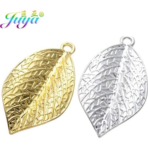 Juya 10pcs/lot Wholesale DIY Gold/Silver Plated Leaf Charms Pendant For Women Fashion Necklace Earrings Making Fittings Supplies