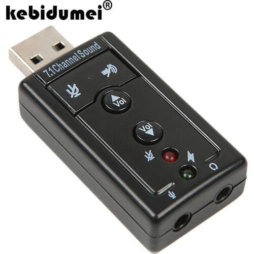 Kebidumei New USB 2.0 7.1 Channel External USB Sound Card 3.5m Jack Audio Adapter for Mac OS Windows XP Win 7 8 Linux Vista