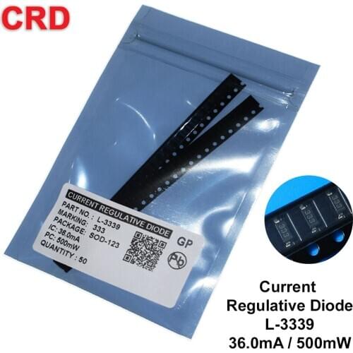 50PCS/LOT CRD Diode kit L-3339 36mA SMD SOD-123 CURRENT REGULATIVE DIODES NEW Free shipping It can be used in LDE lamps