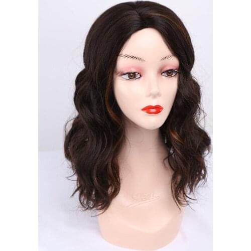Short Bob Wigs Wavy Synthetic Wigs Middle Part Brown Wig Heat Resistant for Black Women Cosplay/Daily Wig