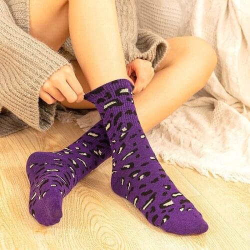 Leopard Socks Woman Cotton Fashion Colorful High Quality Female Leg Socks Vintage Hiphop Skateboard Sock