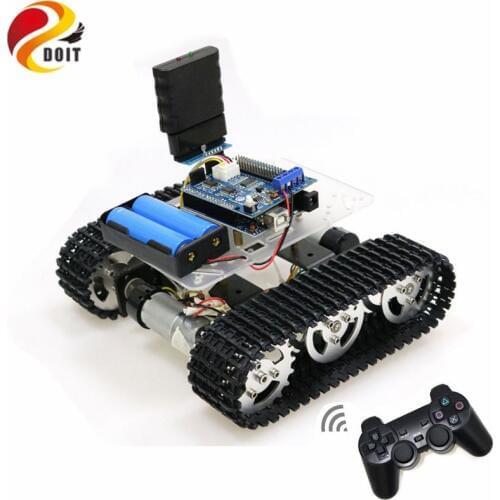 Mini T100 Handle/Bluetooth/WiFi RC Control Robot Tank Chassis Car Kit for Arduino with UNO R3, 4 Road Motor Driver Board, WiFi