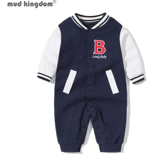 Mudkingdom Fashion Baby Girls Boys Baseball Rompers Single Breasted Bodysuits for Baby Kids Infant Clothes Cute Spring Autumn