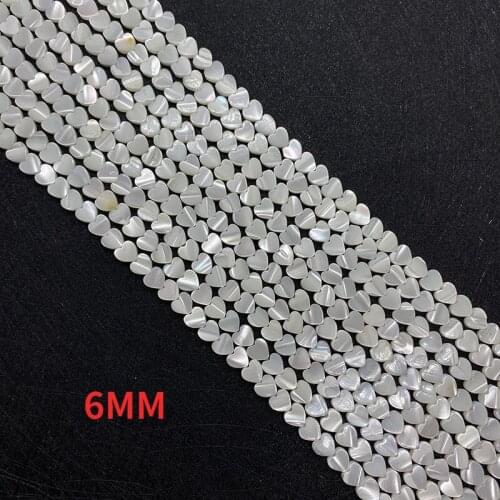Natural advanced White Pearl Shell heart 6mm seed Beads Loose for Jewelry Make DIY Bracelets Necklaces Earrings Ring Accessories