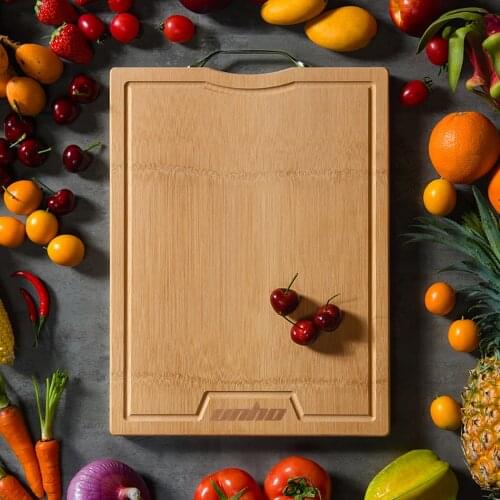Extra Large Kitchen Wood Cutting Board with Handle Thicken Bamboo Chopping Board Block Non-slip Cutting Mat Pad Kitchen Tools