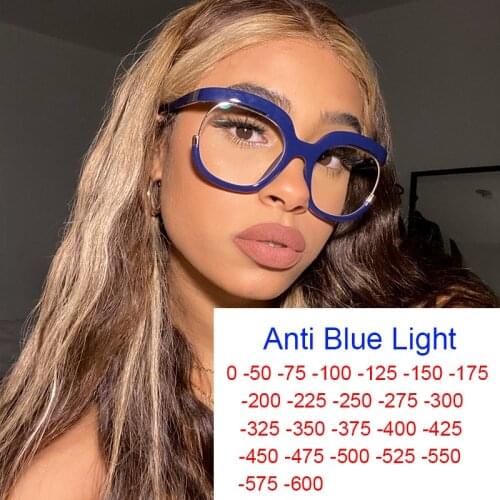 Cutest Green White Wine Red Frame Finished Myopia Glasses Women Trendy Large Blue Light Glasses Summer Decor Eyewear