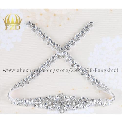 30pieces Wholesale Handmade Hot Fix Sewing Beaded Rose gold Cristal Stones clear Rhinestone appliques for Wedding Dress Sash