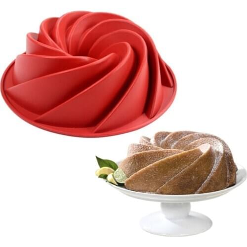 Food Grade 9 inches Silicone Mold Big Swirl Shape Silicone Butter Cake Mould Baking form Tools For Cake Mold Bakery baking dish