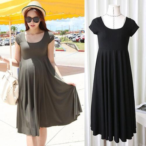 Maternity Dresses Clothes For Pregnant Women Clothing O-neck Short Sleeve 4 Colors Slim Pregnancy Dress Wear 2019 Summer Fashion