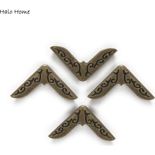 25 Piece Antique Bronze Plated Carving Book Scrapbooking Gift Box Metal Corner Photo Protectors Albums Folders Side 25mm