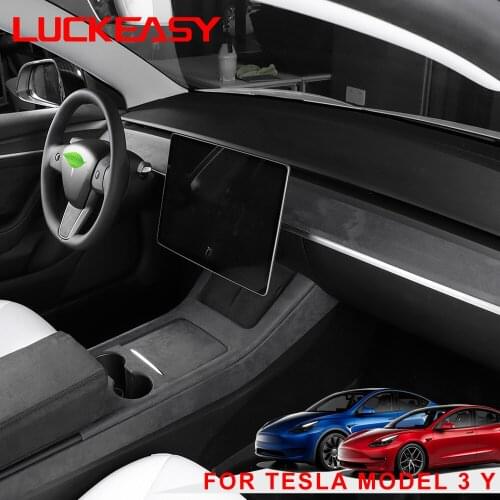 For Tesla Model 3 Model Y Interior door armrest central control instrument suede suede anti-dirty pad for car model3 2021