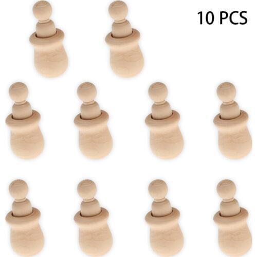 10pcs Lovely Craft Home Decor Manual Kids Toys DIY Painting Festival Party Wooden Doll Wedding Gift Desktop Nesting Peg