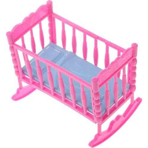 Pink Baby Rocking Bed Bedroom Furniture Accessories For Dolls Toy