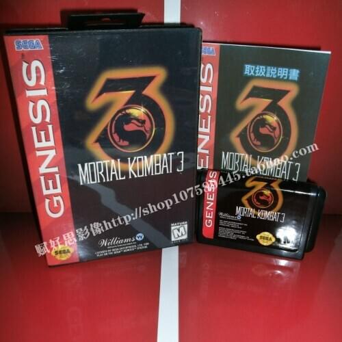 Sega MD game - Mortal Kombat III 3 with Box and Manual for 16 bit Sega MD game Cartridge Megadrive Genesis system