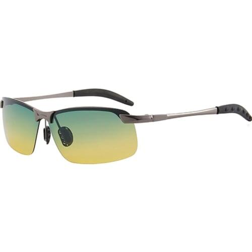 Day Night Vision Photochromic Polarized Sunglasses Men Driving Glasses UV400 Metal Square Discoloration Driverx Goggles