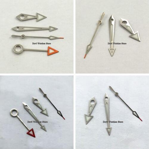 Silver Orange/Red GMT Watch Hands Green luminous for Miyota 8205 8215 821A, Mingzhu DG 2813 3804 movement