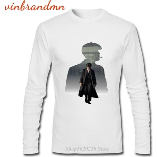 Thomas Shelby Peaky Blinders Print T Shirts Long Sleeve Crew Neck T-Shirt Funny Peaky Blinders Film Design For Men Clothing Tops