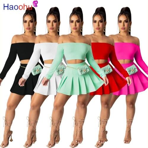 HAOOHU Street Womens Set Outfits Acitve Sleeveless Tee Tops and Pleated Skirt Matching Two Piece Set Sport Tracksuit Sweatsuit