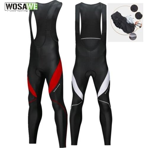 WOSAWE Windproof Long Tights Cycling Bib Pants MTB Reflective Men Women 3D Gel Pad Bicycle Bike Downhill Full LengthTrousers