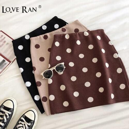 Polka Dot Knitted Womens Skirts Sweety Elasticity High Waist Skinny Pencil Short Skirt Female 2020 Winter Autumn Korean Clothes