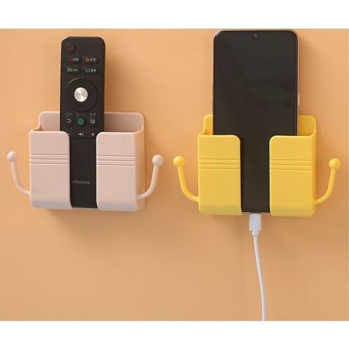 1pc Wall Mounted Storage Box Remote Control Organizer Case Mobile Phone Plug Charging Holder Rack Multifunction Stand For Home