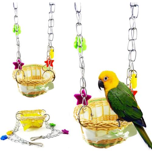 1 * Random Color Pet Bird Parrot Parakeet Budgie Hanging Swing Nest Hatching Stand Hammock Toy