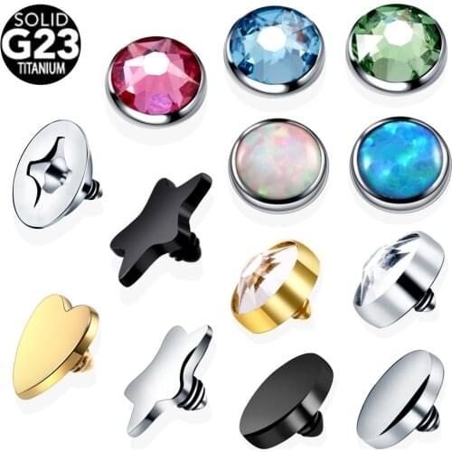 10PCS/lot G23 Titanium Dermal Anchor Top Opal Micro Dermal Piercing Micro Dermal Drivers Head Micro Dermal Piercing Body Jewelry