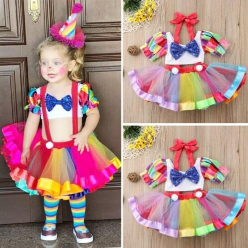 2Pcs Toddler Kids Baby Girls Party Crop Tops Dress Outfits Clothes Costume 1-5Y