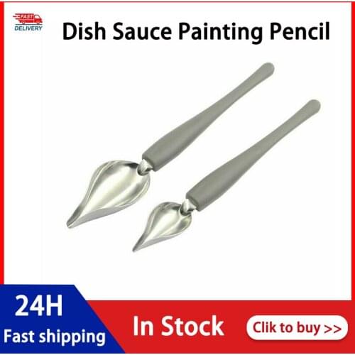 2Pcs Chef Plating Art Chocolate Cream Draw Design Kitchen Nozzle Portable Sauce Painting Pencil Spoon Dessert Sauce Decor