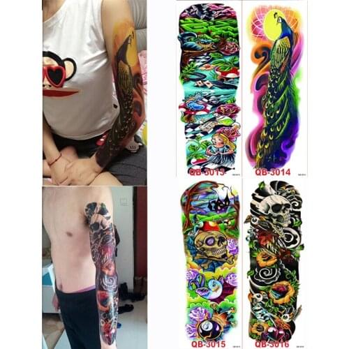 4 Pieces Colorful Temporary Full Arm Tattoo Sticker Belle Rose Flower Design for Women Makeup Tool Large Tattoo Decal