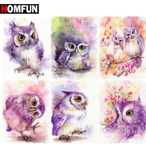 HOMFUN 5D Diy Diamond Painting Cross Stitch "Color animal owl" Home Decor Full Rhinestones Inlay Diamond Embroidery