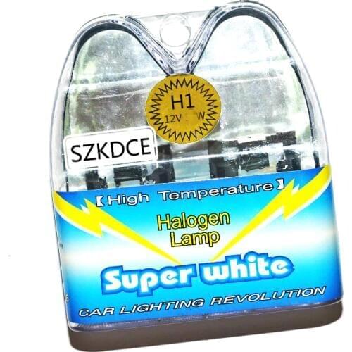 SZKDCE 2pcs H1 12V 100W 6000K H1 Xenon Super White Halogen Car Light Source Bulbs Automobile Headlights Auto Lamp Parking Cars