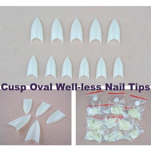 Freeshipping - Natural Almond Nail tips / Cusp Oval Well-less Nail Tips 500 tips /pack