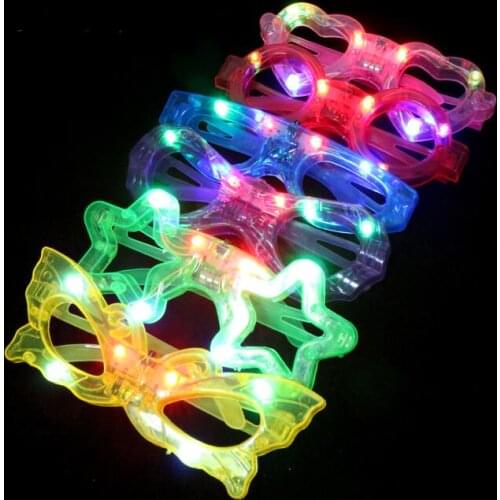 Kids Christmas Party Celebration LED Light Decor Glasses Plastic Glow LED Glasses Light Up Toy LX8031