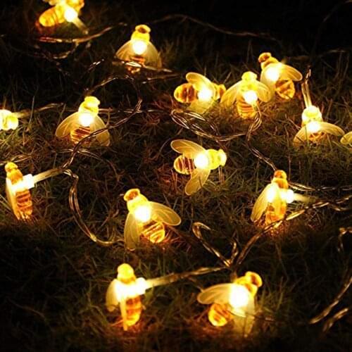5Ft 10 LED Honeybee Battery Power Led String Garlands Fairy Lights for Party Wedding Christmas Xmas Decoration Gardens Patios