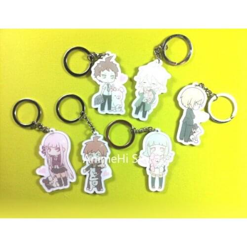 Game Danganronpa Keychain Figure Nagito Komaeda Kirigiri Kyouko Naegi Makoto Hinata Hajime Acrylic Keyring Bag Pendant for Gift