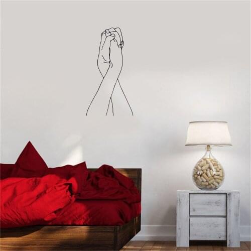 Ins Nordic Figures Line Art Couple Lover Holding Hands Tightly Wall Sticker Home Decoration For Livingroom Bedroom Vinyl ph732