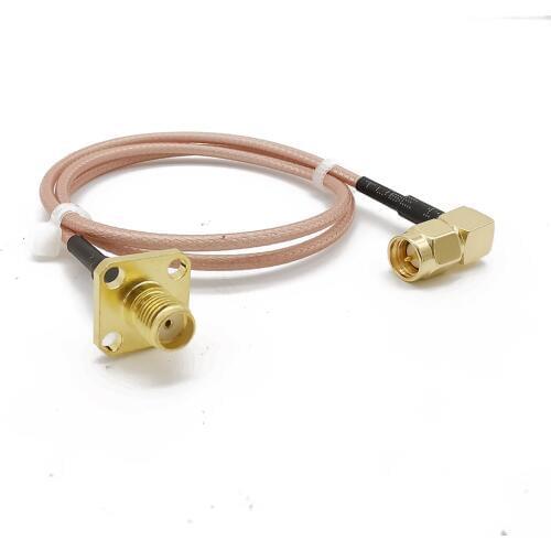SMA Male Right Angle to SMA Female Panel Mount RG316D Double Shield Silver WiFi Wireless Router Antenna Extension Cable