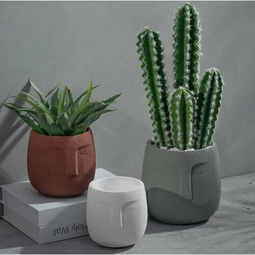 Ceramic VaseFake Flowers Hydroponic Flower Arrangement VaseSucculents In PotsCreative Face Sculpture VaseHome Desktop Decoration