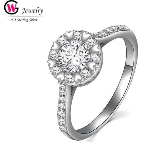 Sterling Silver Rings Cubic Zircon Elegant Luxury Design Wedding Engagement Rings Jewelry