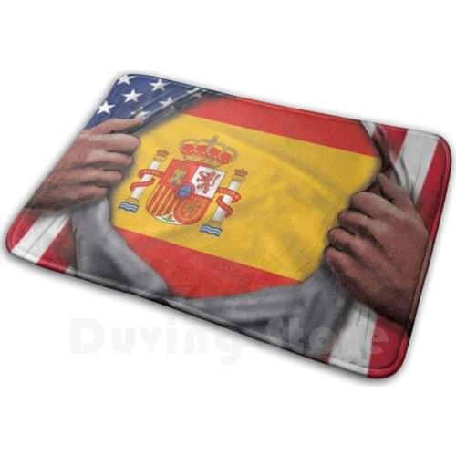 Spain Flag American Flag Ripped - Gift For Spanish From Spain Mat Rug Carpet Anti-Slip Floor Mats Bedroom Spanish Pride Spain