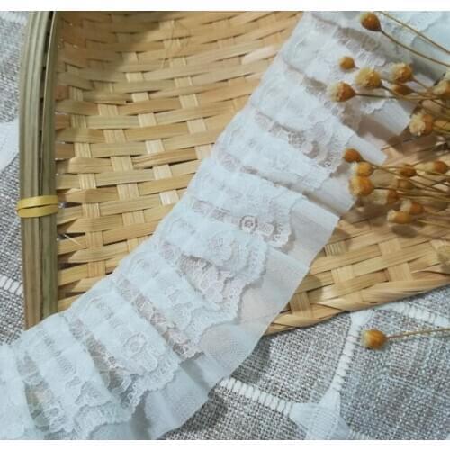 1Yards High Quality Tulle Lace Fabric 5cm Chiffon Ribbon Lace Embroidery Dress Pink Black White Lace Fabric Ribbons Crafts FR25