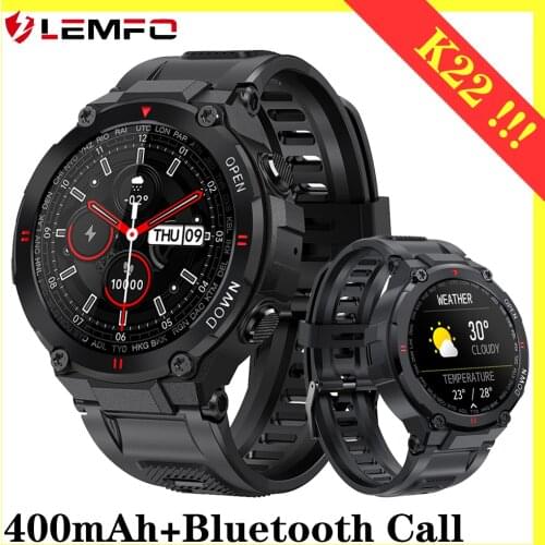 LEMFO Smart Watch men 400mAh 7 Days Battery Life PK t rex pro Smartwatch 2021 Bluetooth Call Custom Watch Face K22 Sport watchs