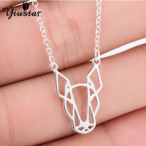 Trendy Halloween Bull Terrier Dog Pendant Necklaces for Women Jewelry Christmas Gift Necklaces Chains Cool Hollow Animal Laticle