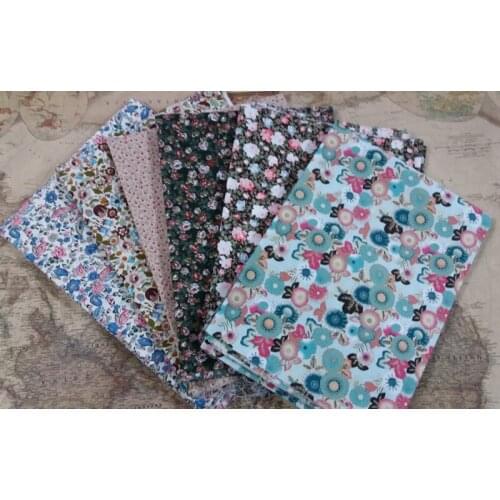 Fashion 6 Designs Small Flowers Printed Cotton DIY Fabric Bundle