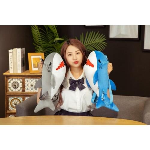 New 50cm Cute Plush Shark Backpack Toys for Children Cartoon Sea Animal Shark Schoolbag Kawaii Gift for Kids